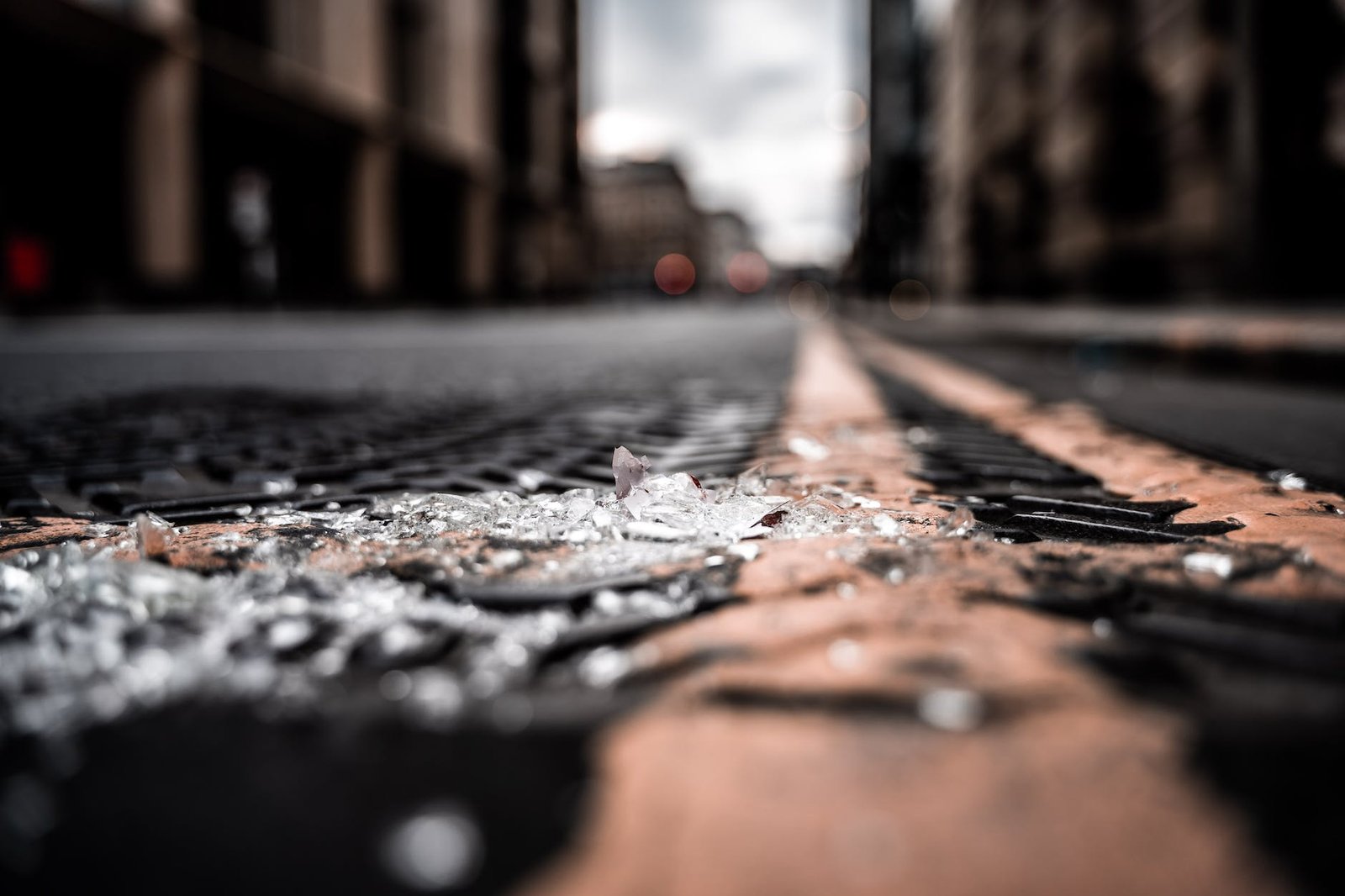 broken glasses on the ground